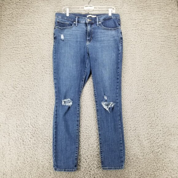 Levis Jeans Womens 32 Blue 311 Shaping Skinny Stretch Distressed Denim *Read* - Picture 2 of 14